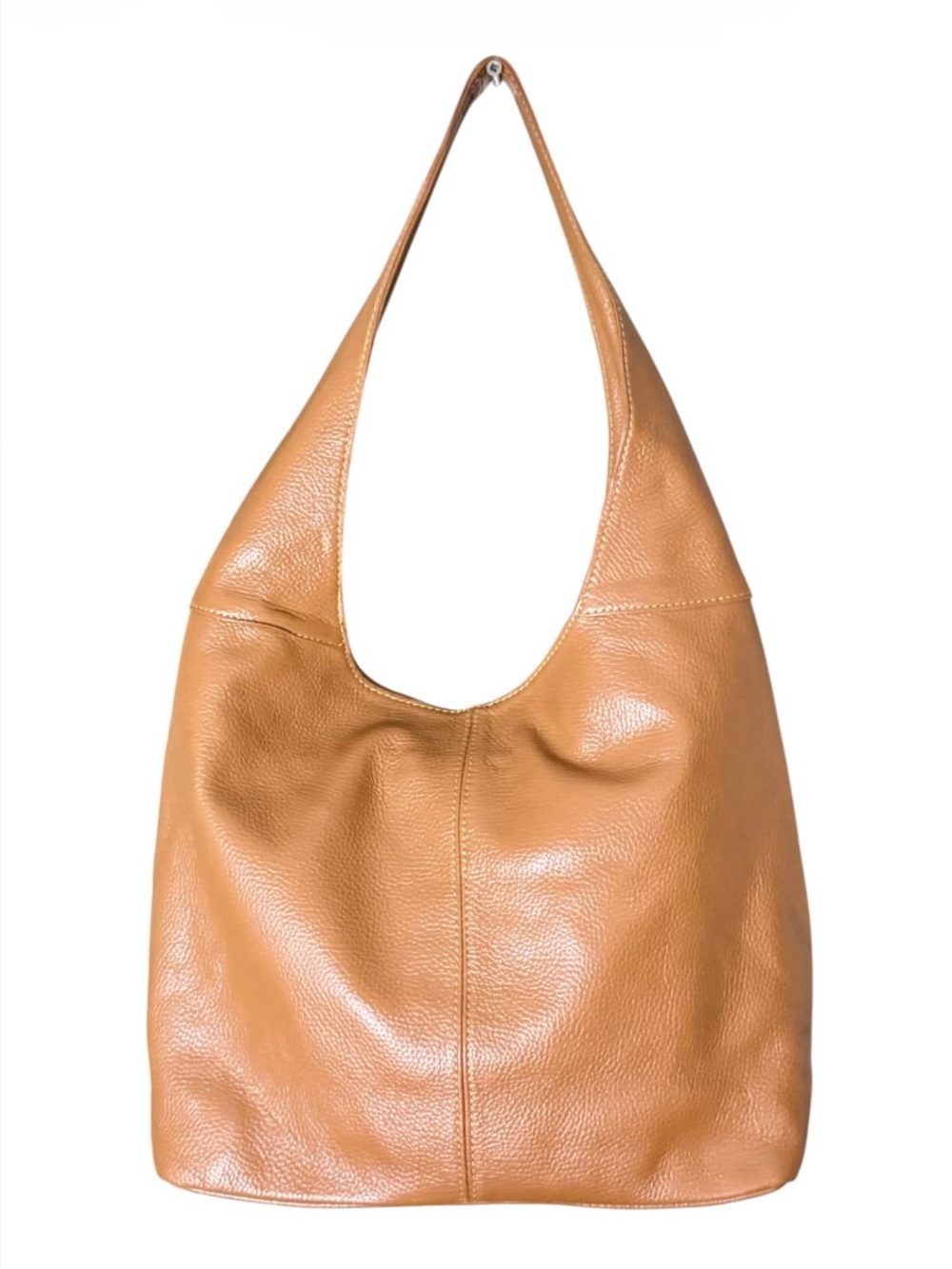 Classic tan pebbled leather shoulder hobo bag Made in Italy Women’s purses